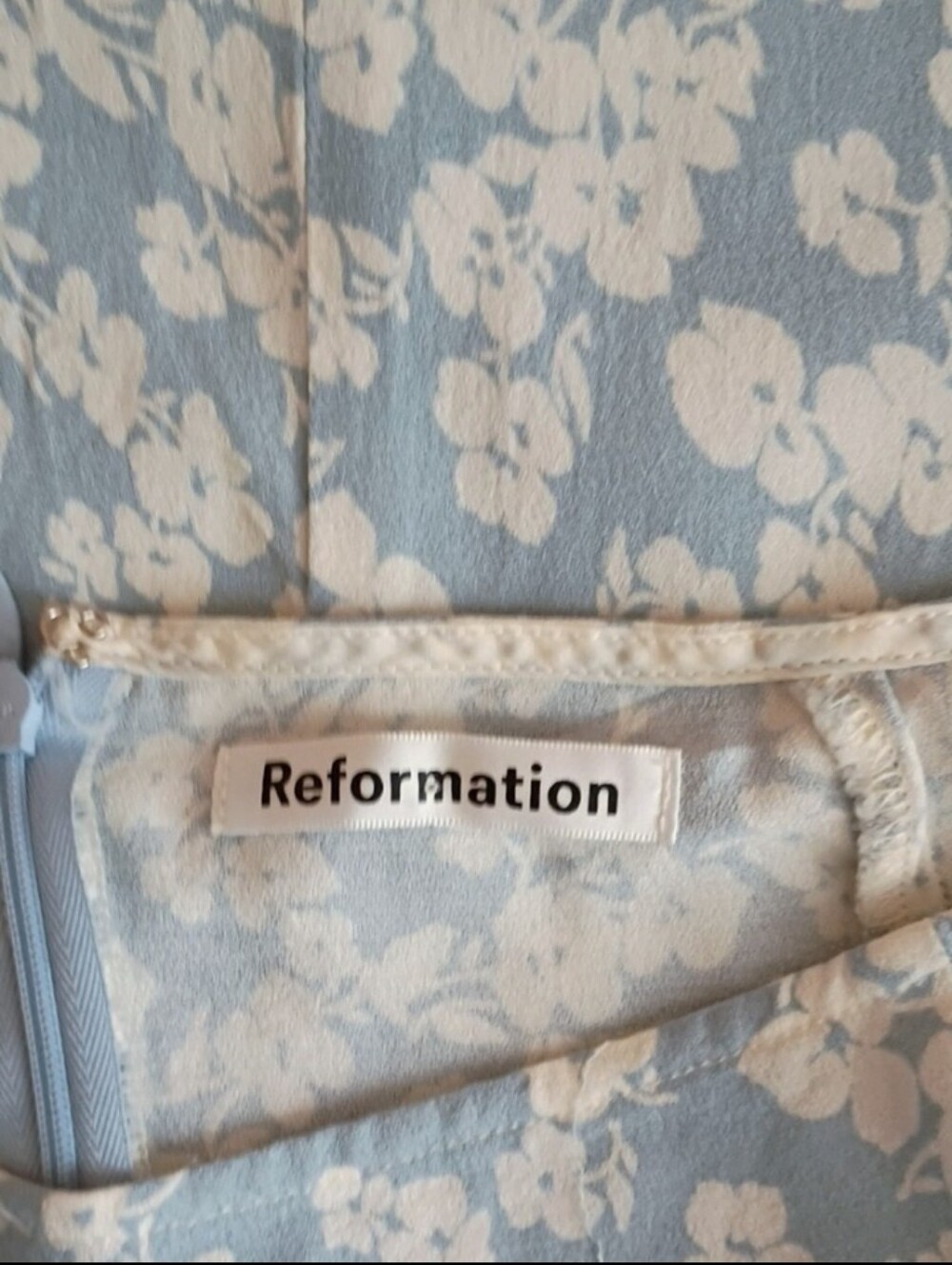 Reformation Blue White Floral Skirt sx 16 - Picture 7 of 8